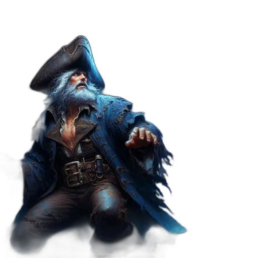hat, staff, concept art, fantasy art, 3d render, photorealistic, blue, bearded transparent PNG cut-out
