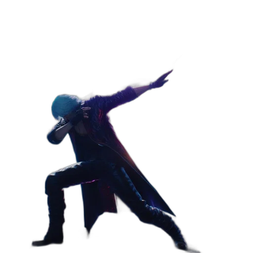 mask, staff, jacket, weapon, concept art, 3d render, pixel art, vaporwave transparent PNG cut-out