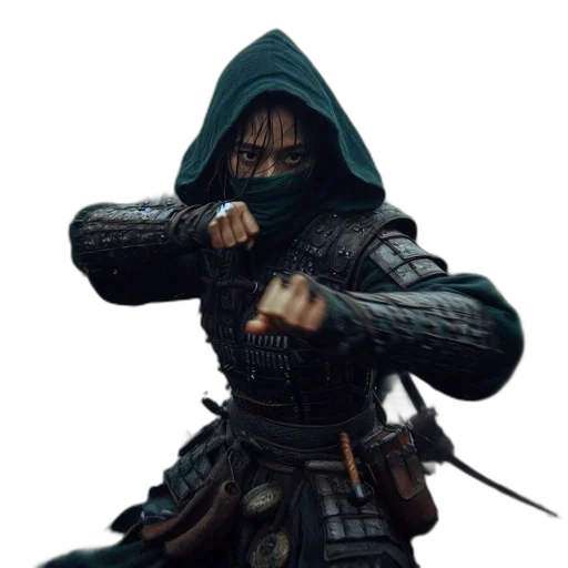 weapon, staff, sword, jacket, concept art, fantasy art, 3d render, photorealistic transparent PNG cut-out