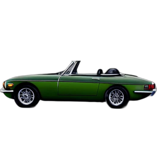 car, photorealistic, 3d render, green, matte, painting, racing, mgb transparent PNG cut-out