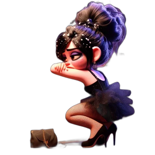 dress, staff, crown, concept art, fantasy art, 3d render, cartoon, dark transparent PNG cut-out