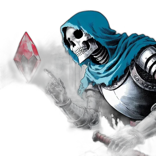 sword, mask, fantasy art, concept art, comic book art, 3d render, hooded, figure transparent PNG cut-out
