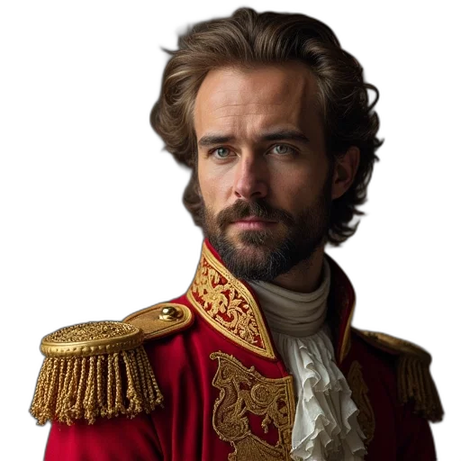 crown, jacket, face, photorealistic transparent PNG cut-out