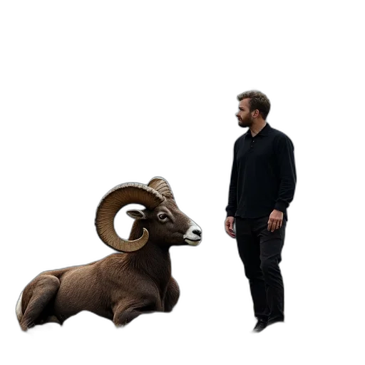 animal, creature, staff, concept art, fantasy art, 3d render, forest, man transparent PNG cut-out