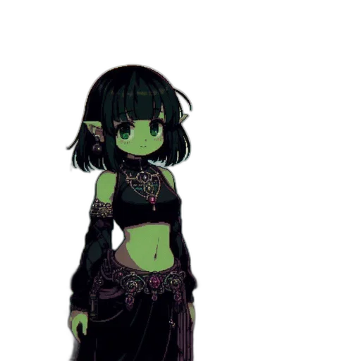 staff, dress, creature, mask, pixel art, concept art, fantasy art, anime transparent PNG cut-out