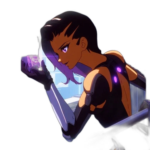 robot, weapon, jewelry, anime, concept art, cyberpunk, vaporwave, outer space transparent PNG cut-out
