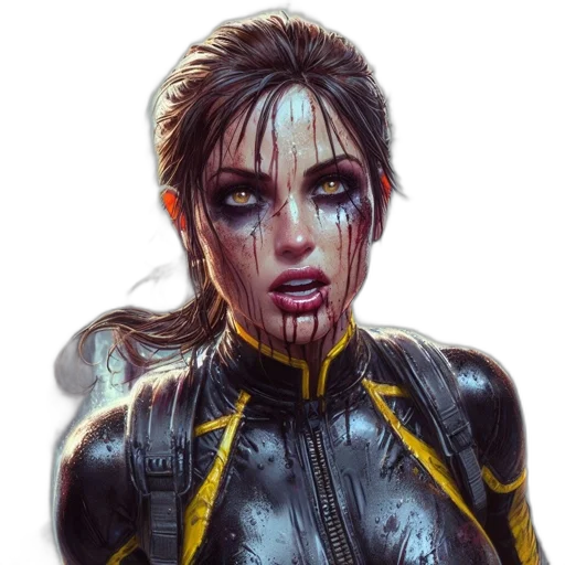 face, comic book art, concept art, cyberpunk, fantasy art, golden, dark, amusement transparent PNG cut-out