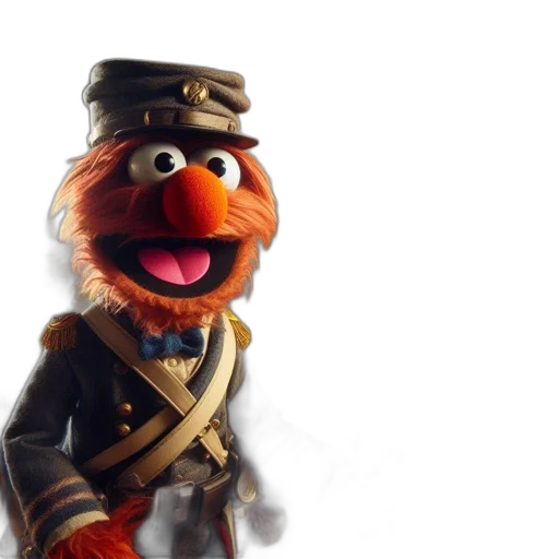 animal, staff, 3d render, concept art, photorealistic, muppet, characters, wear transparent PNG cut-out