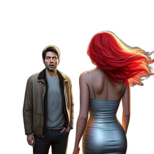 jacket, dress, hair, face, concept art, 3d render, comic book art, photorealistic transparent PNG cut-out