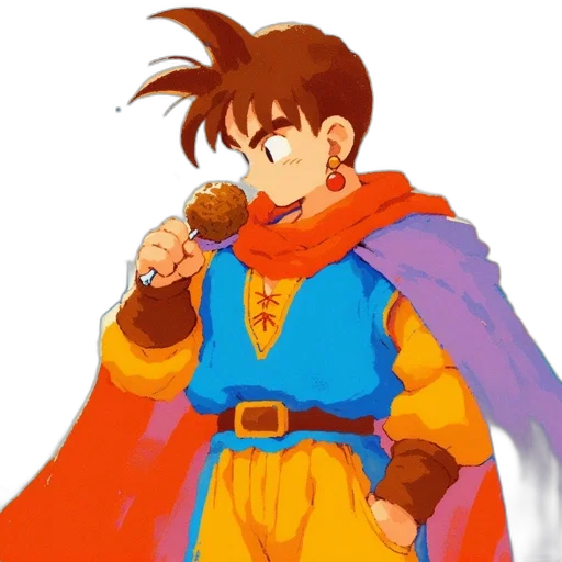 food, jacket, staff, concept art, pixel art, fantasy art, anime, colorful transparent PNG cut-out