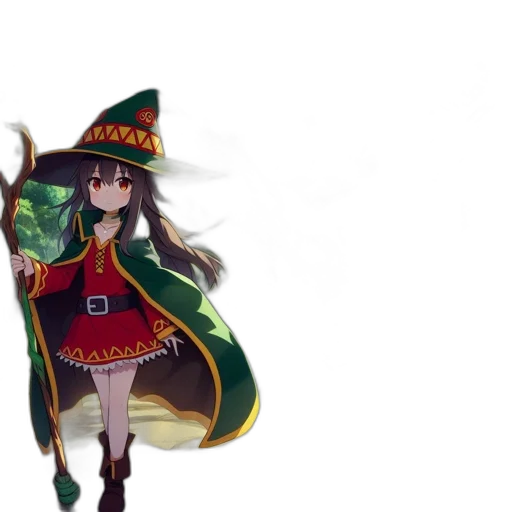 hat, staff, crown, dress, anime, fantasy art, pixel art, concept art transparent PNG cut-out