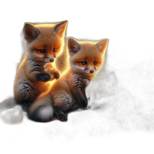 animal, photorealistic, concept art, 3d render, fantasy art, fog, fire, three transparent PNG cut-out