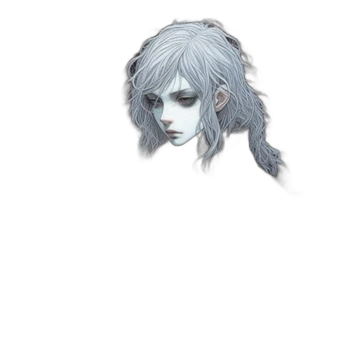 hair, creature, face, staff, concept art, fantasy art, pixel art, anime transparent PNG cut-out