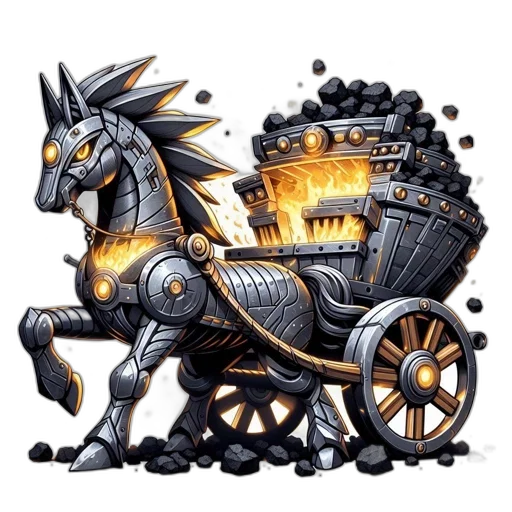 dragon, fantasy art, concept art, pixel art, photorealistic, mechanized, horse, fumareon transparent PNG cut-out