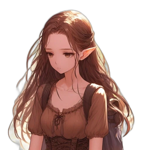 dress, face, staff, hair, fantasy art, pixel art, concept art, anime transparent PNG cut-out