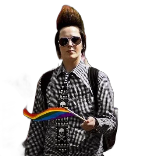 jacket, staff, hair, umbrella, 3d render, vaporwave, photorealistic, person transparent PNG cut-out