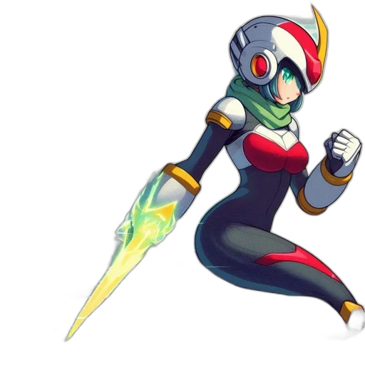 robot, weapon, staff, concept art, pixel art, anime, 3d render, green transparent PNG cut-out