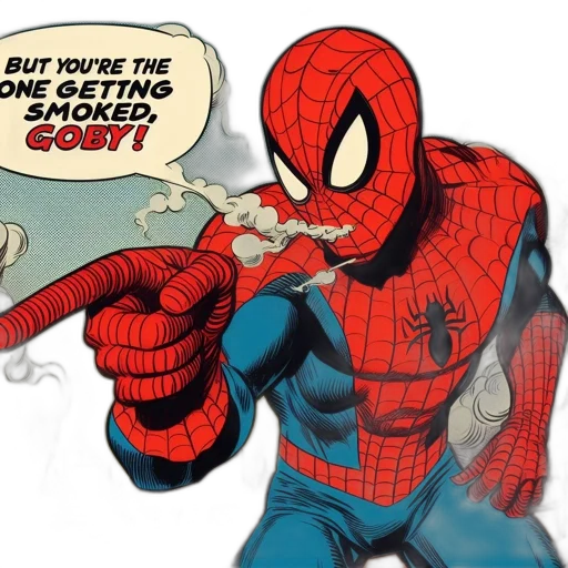 mask, weapon, food, jacket, comic book art, concept art, fire, spider-man transparent PNG cut-out