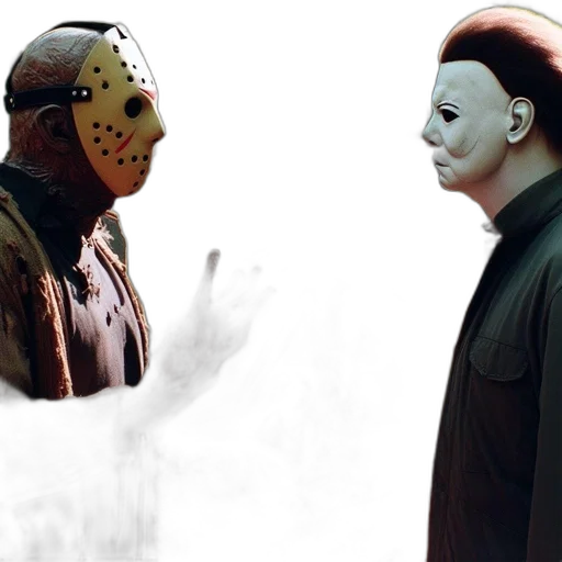 mask, concept art, 3d render, forest, two, horror, icons, one transparent PNG cut-out