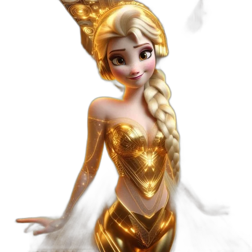 dress, jewelry, fantasy art, 3d render, concept art, cartoon, golden, animated transparent PNG cut-out