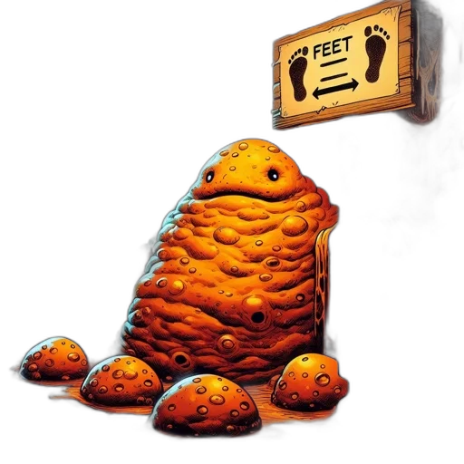 robot, food, creature, concept art, outer space, fire, golden, eerie transparent PNG cut-out