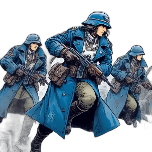 jacket, staff, weapon, concept art, comic book art, fantasy art, pixel art, blue transparent PNG cut-out