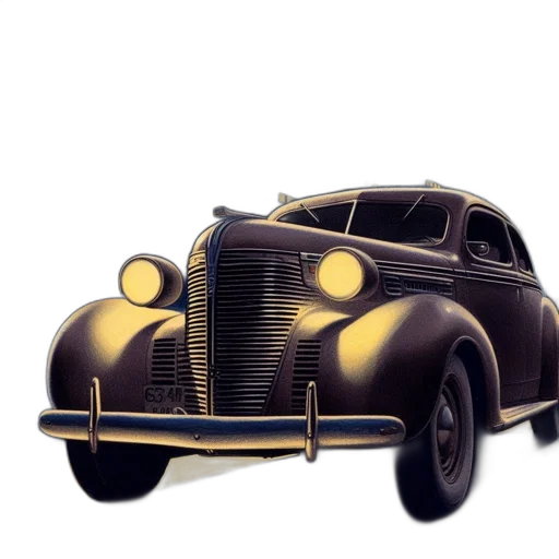 car, weapon, concept art, 3d render, photorealistic, cartoon, golden, vintage transparent PNG cut-out