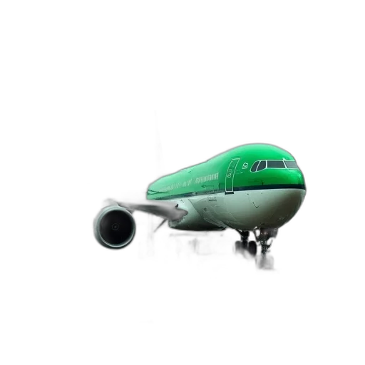staff, 3d render, photorealistic, concept art, green, large, white, airplane transparent PNG cut-out