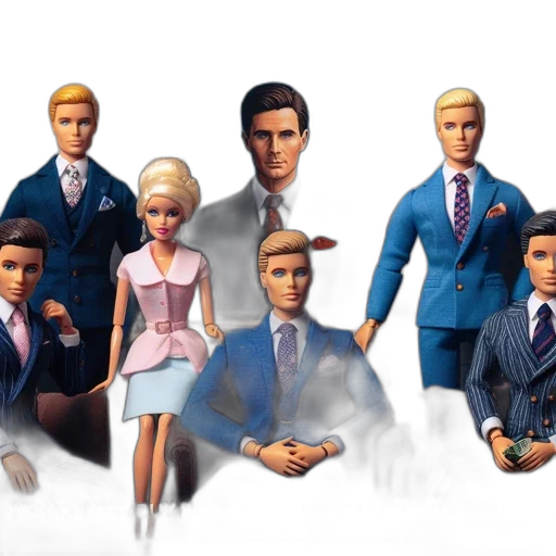 3d render, concept art, cartoon, dolls, formal, wear, pose, alongside transparent PNG cut-out