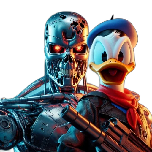 robot, weapon, mask, cyberpunk, 3d render, comic book art, concept art, image transparent PNG cut-out