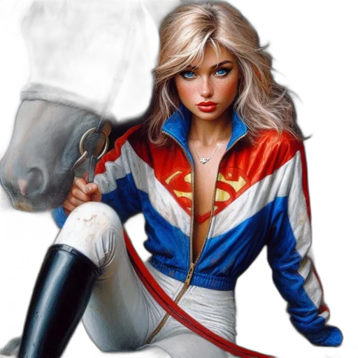 jacket, comic book art, concept art, fantasy art, cartoon, blonde-haired, woman, blue transparent PNG cut-out