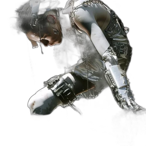 weapon, sword, robot, mask, concept art, comic book art, photorealistic, cyberpunk transparent PNG cut-out