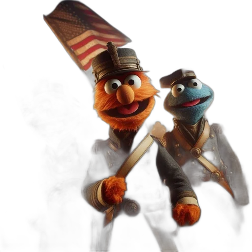 staff, concept art, 3d render, fantasy art, pixel art, four, muppets, dressed transparent PNG cut-out
