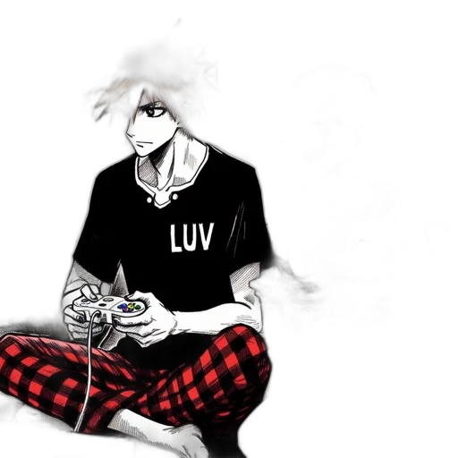 concept art, anime, comic book art, cartoon, monochrome, red, dark, two transparent PNG cut-out