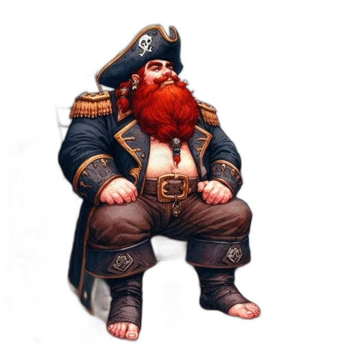 staff, concept art, fantasy art, 3d render, pixel art, plump, pirate, captain transparent PNG cut-out