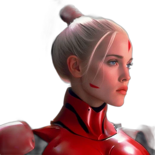 robot, face, concept art, 3d render, comic book art, fantasy art, red, close-up transparent PNG cut-out