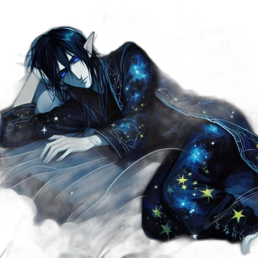 fantasy art, watercolor, concept art, anime, outer space, night, blue, dark transparent PNG cut-out