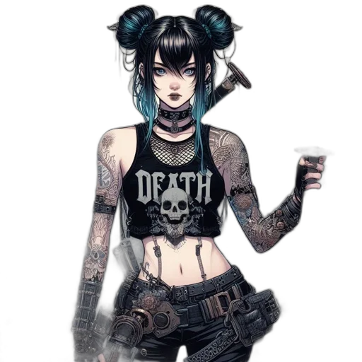weapon, staff, dress, jewelry, cyberpunk, comic book art, concept art, fantasy art transparent PNG cut-out