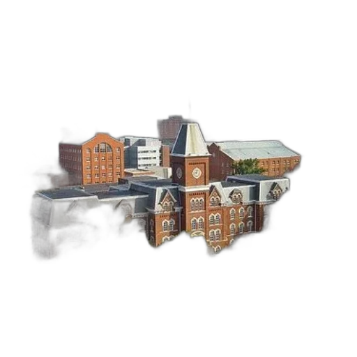 building, photorealistic, concept art, 3d render, watercolor, city street, fog, aerial transparent PNG cut-out