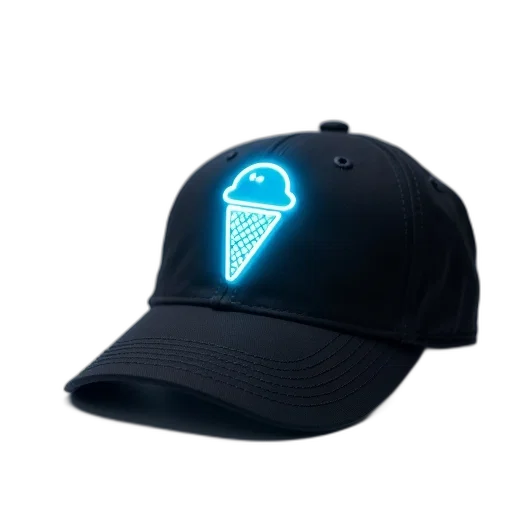 hat, vaporwave, 3d render, cyberpunk, concept art, neon lights, neon, blue transparent PNG cut-out
