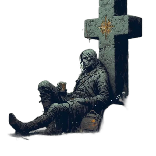 sword, weapon, jacket, mask, concept art, pixel art, comic book art, fantasy art transparent PNG cut-out