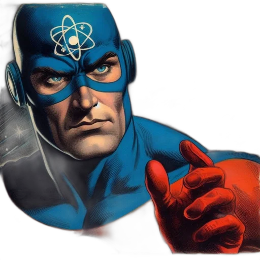 jacket, comic book art, concept art, photorealistic, 3d render, blue, superhero, character transparent PNG cut-out