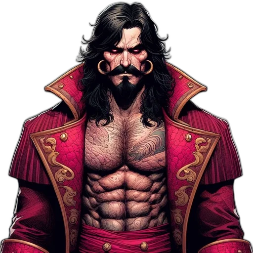 fantasy art, comic book art, concept art, pixel art, red, imposing, figure, fierce transparent PNG cut-out