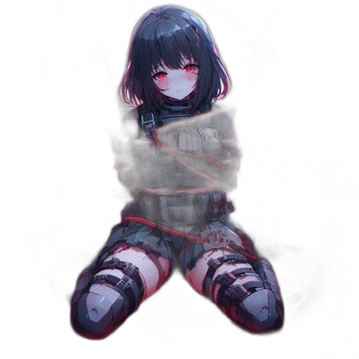 creature, robot, mask, jacket, pixel art, concept art, cyberpunk, watercolor transparent PNG cut-out