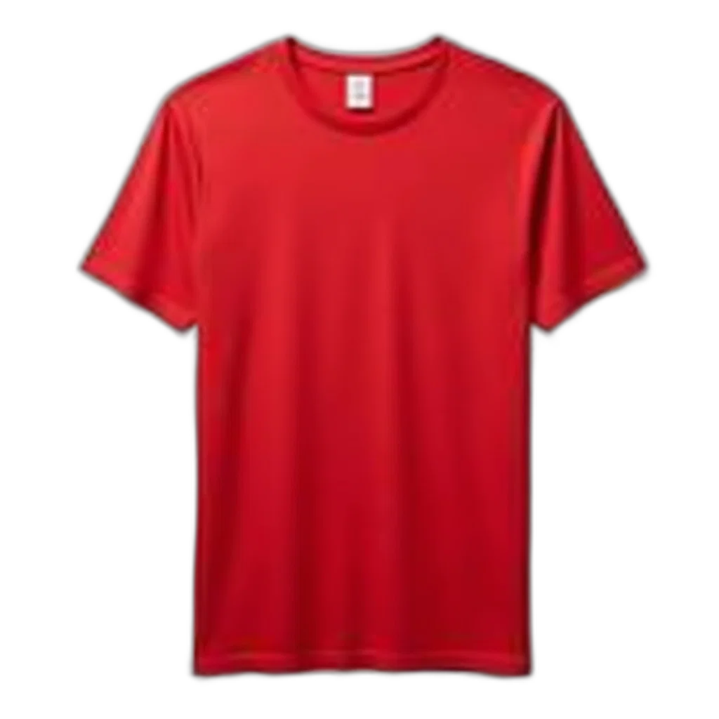 dress, red, t-shirt, plain, design, displayed, against, white transparent PNG cut-out
