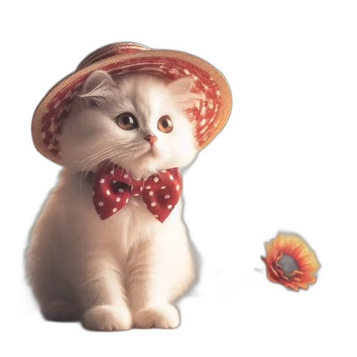 hat, flower, staff, animal, photorealistic, 3d render, concept art, oil painting transparent PNG cut-out
