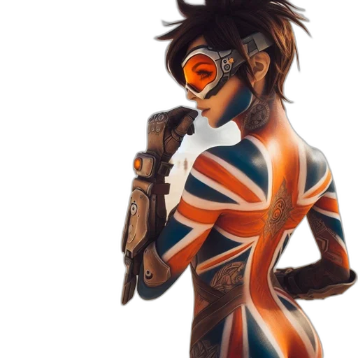 concept art, cyberpunk, fantasy art, cartoon, character, distinctive, appearance, including transparent PNG cut-out