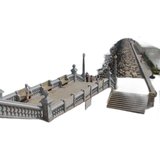 3d render, concept art, scenic, view, stone, pier, railing, overlooking transparent PNG cut-out
