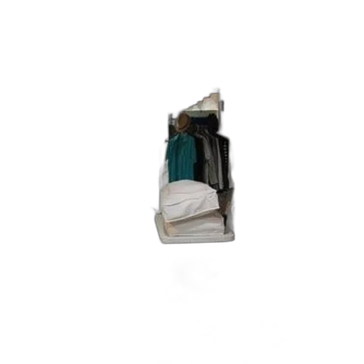 jewelry, jacket, shoes, furniture, 3d render, cluttered, room, mattress transparent PNG cut-out