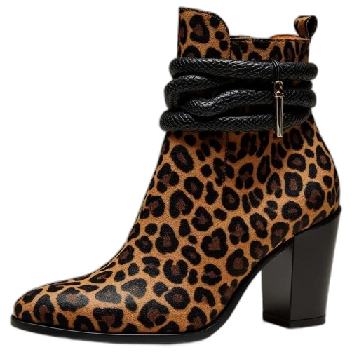 shoes, leopard, print, lace transparent PNG cut-out